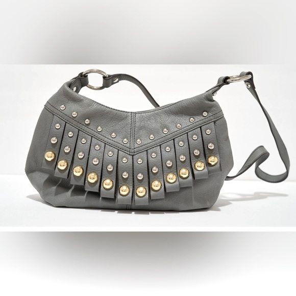 Like new B Makowski leather silver fringe shoulder hobo bag - Picture 1 of 5